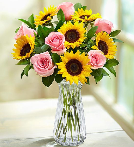 Ray of Sunshine Bouquet with Clear Vase